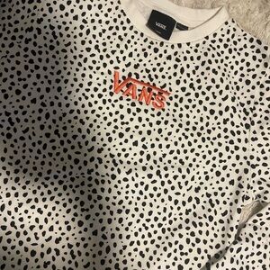 Vans Black and White Spotted Sweatshirt with Orange Logo